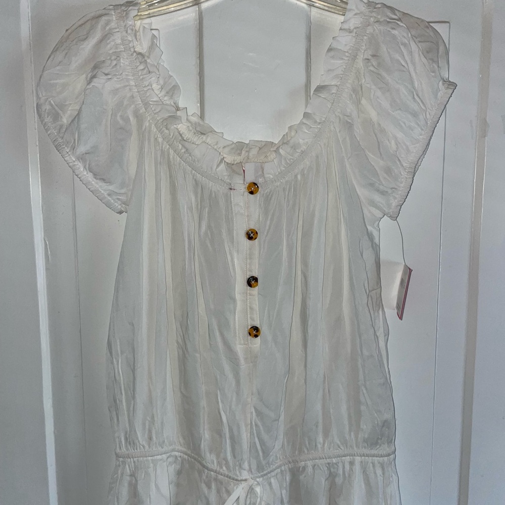 Kate Spade New York Off The Shoulder White Swim Romper - Picture 4 of 16